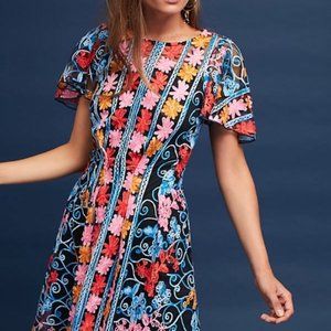 Anthropologie Eva Franco Embroidered Dress Sz 8